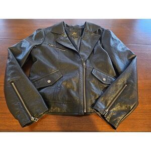 Jack Brand Women's Medium Faux Leather‎ Zipper Lined Bike Jacket